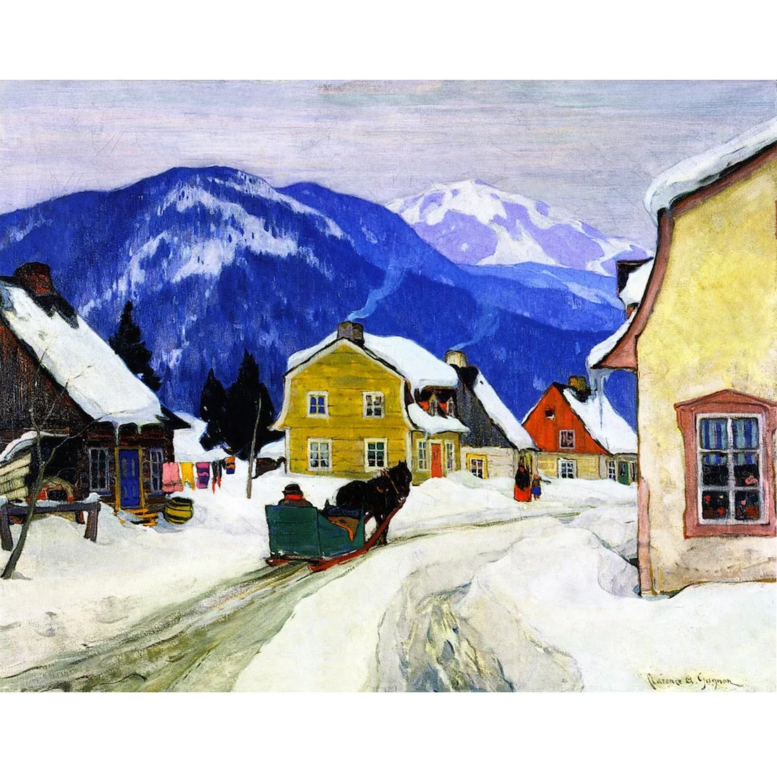 Hand painted high quality reproduction of Laurentian Village by Clarence Gagnon Landscape oil painting on canvas for baby room