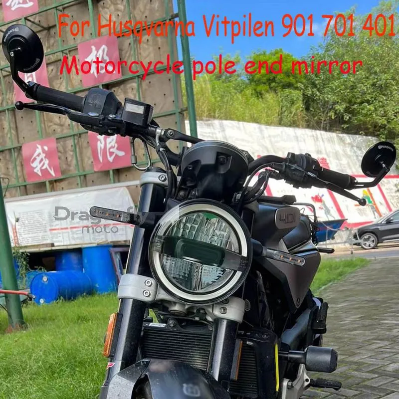 مرآة جانبية لبار الدراجة النارية لـ Husqvarna Svartpilen Vitpilen 401 250 ملحقات الرؤية الخلفية للمقود باستخدام الحاسب الآلي من الألومنيوم