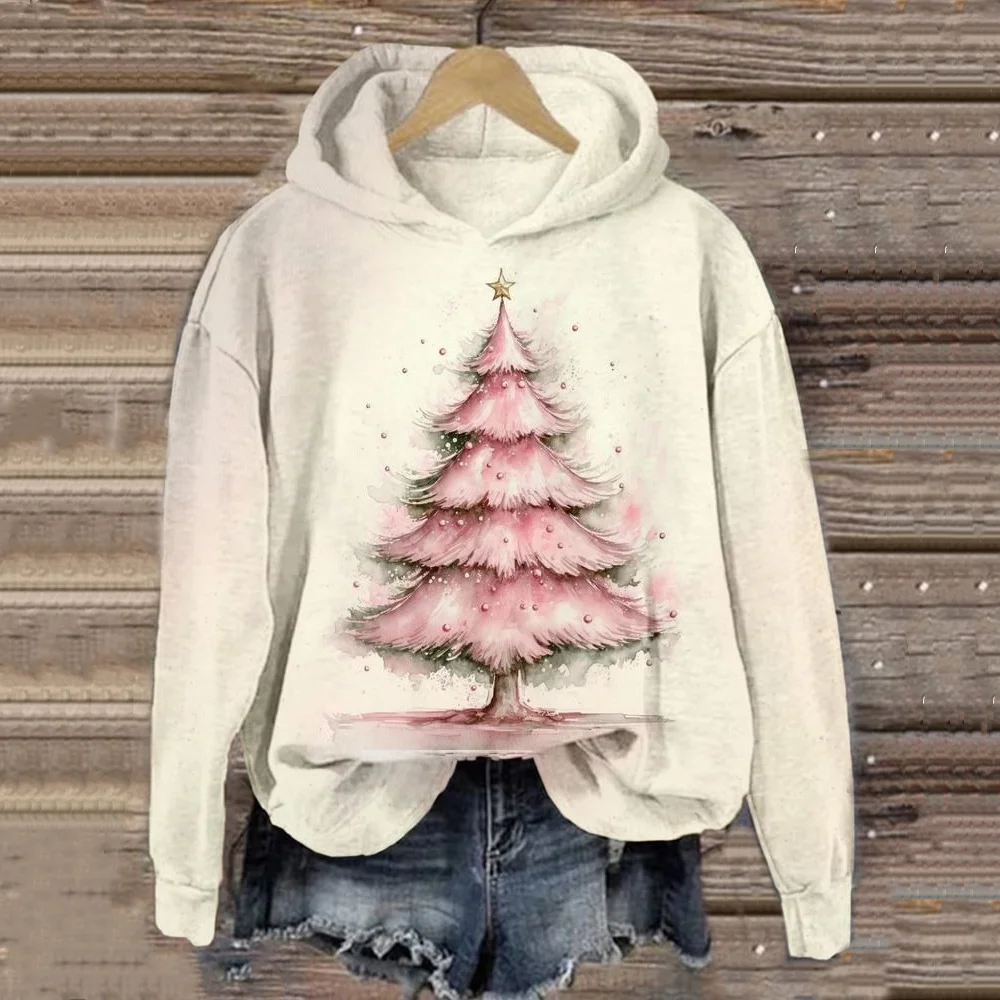 Sudadera con capucha de dibujos animados de Navidad para mujer, Sudadera con capucha de Primavera/otoño, ropa con estampado de alces, ropa informal de manga larga para fiesta del día de Navidad