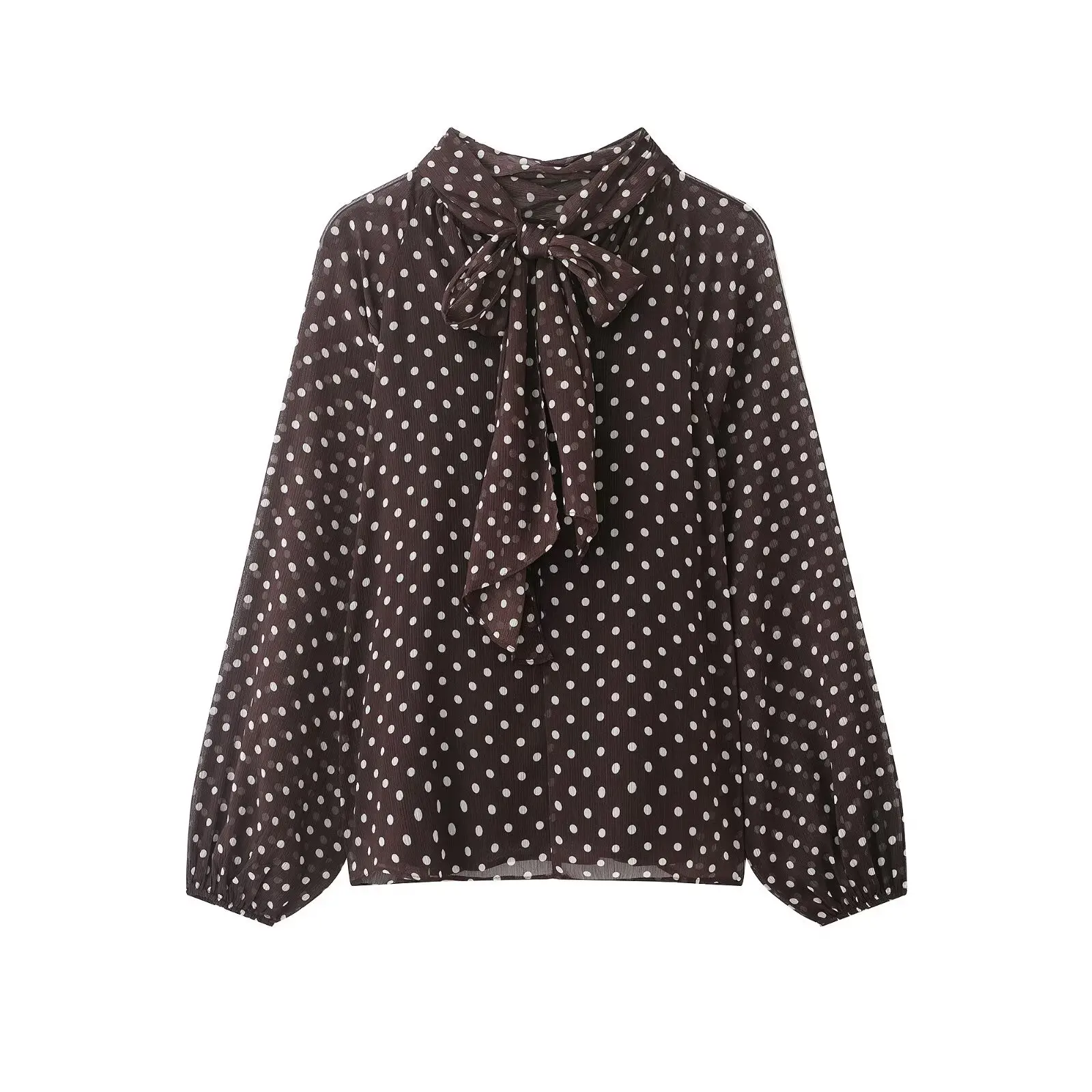 Women's Fashionable Casual Poplin Shirt with Beaded Collar J947
