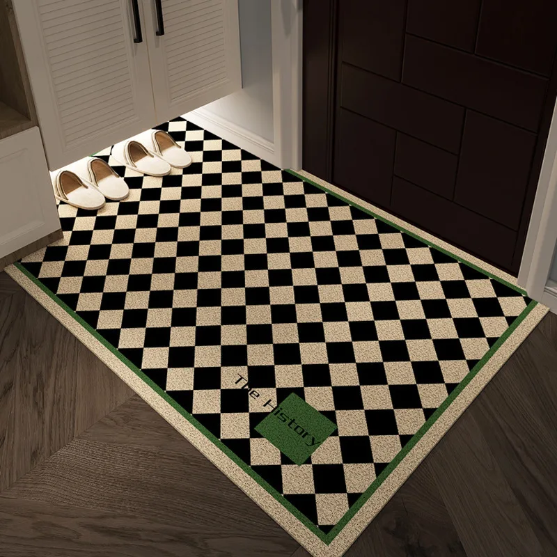 Modern Chessboard Grid Welcome Entrance Doormat Anti-slip PVC Floor Mats Entryway Porch Hallway Home Decor Dust Removal Carpet