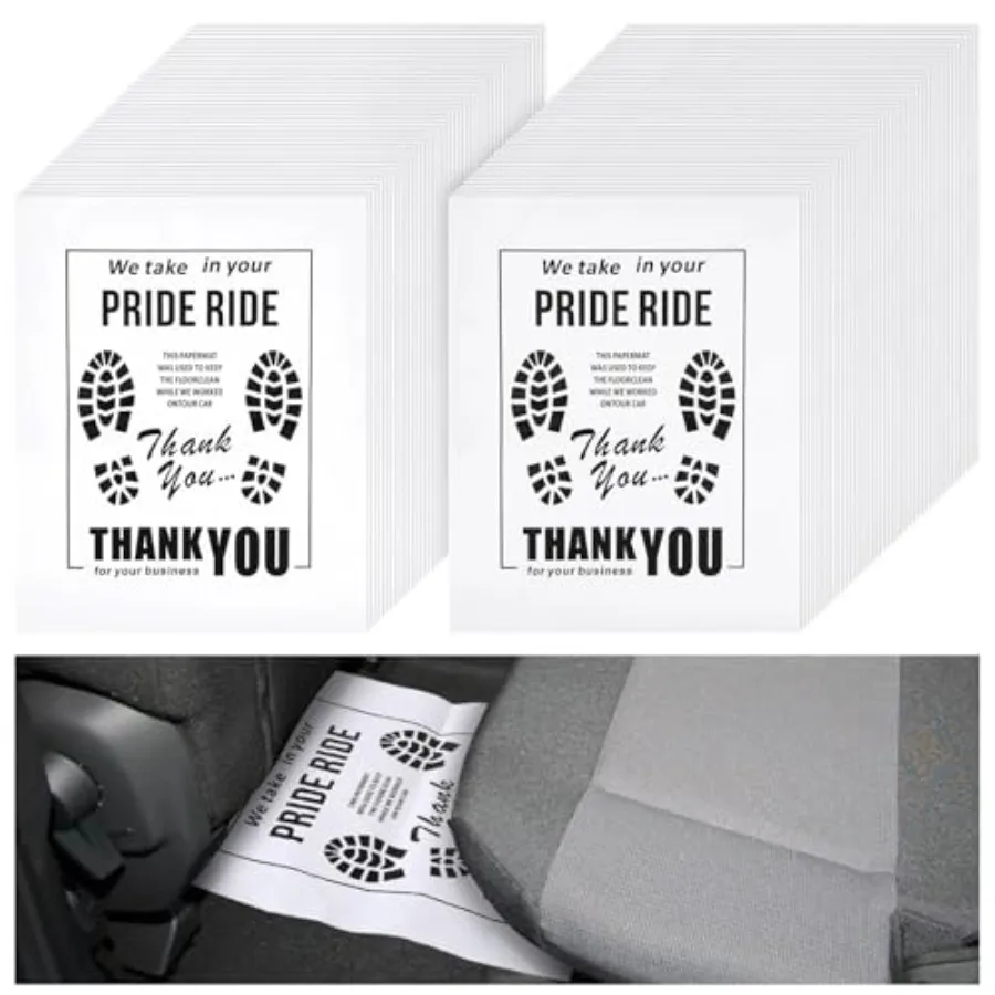 

500 Pcs Paper Floor Mats for Cars - 20×16" Disposable Floor Mats for Cars, Auto Vehicles Floor Covers with Footprint Words, Whi