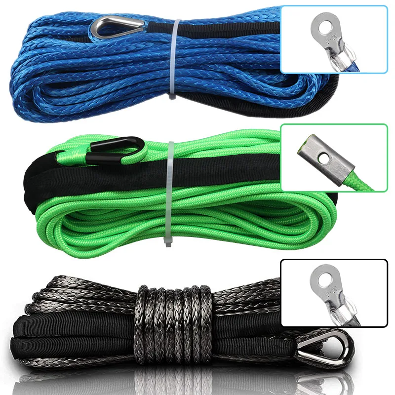 

Car Towing Winch Rope Kits 1/4'' x50 ft Synthetic Winch Rope Safety Pull Strap for Offroad Vehicle ATV UTV