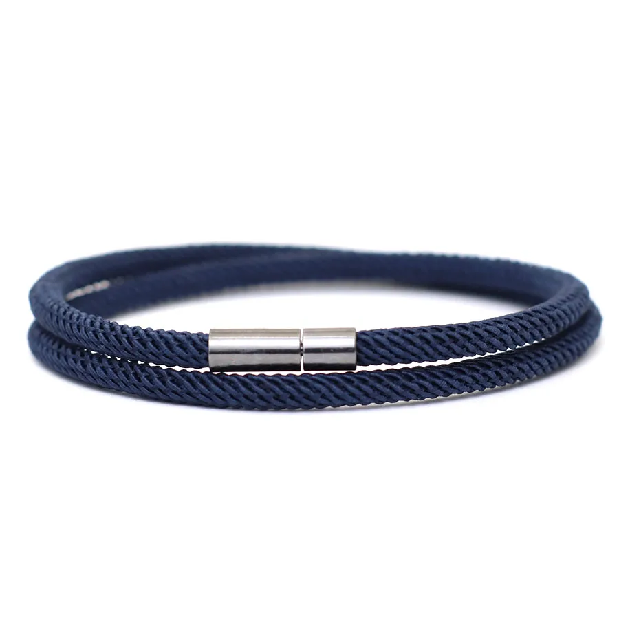 Noter nieuwe collectie heren touw armband 4 mm nylon dubbellaags geluksdraad armband nikkel zwart afneembare gesp cadeau voor hem