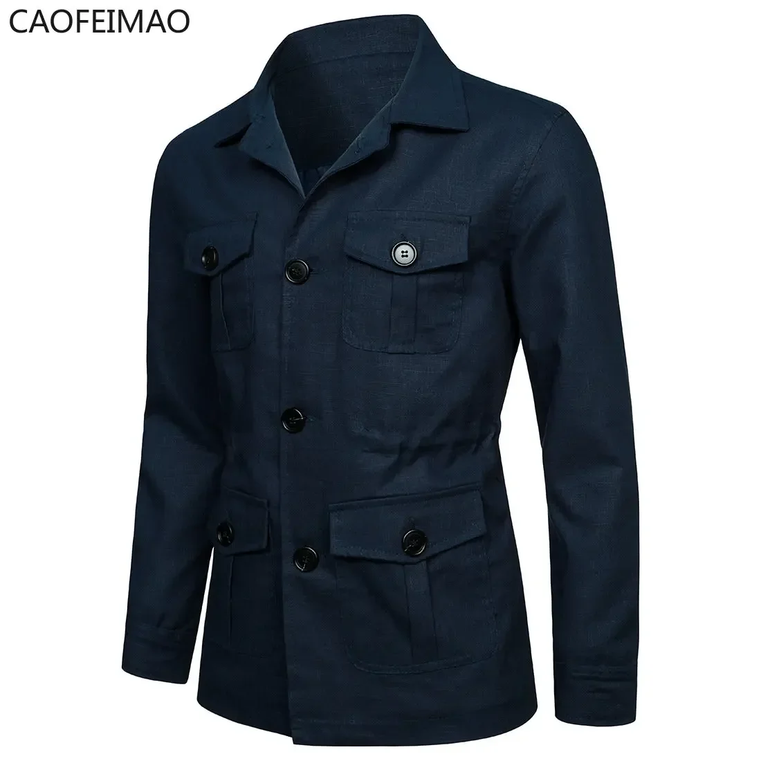 Cotton Linen Cargo Jackets Men 2023 New Multi Pockets Outdoor Jacket Coat Spring Fashion Causal Streetwear Work Jacket Outwear