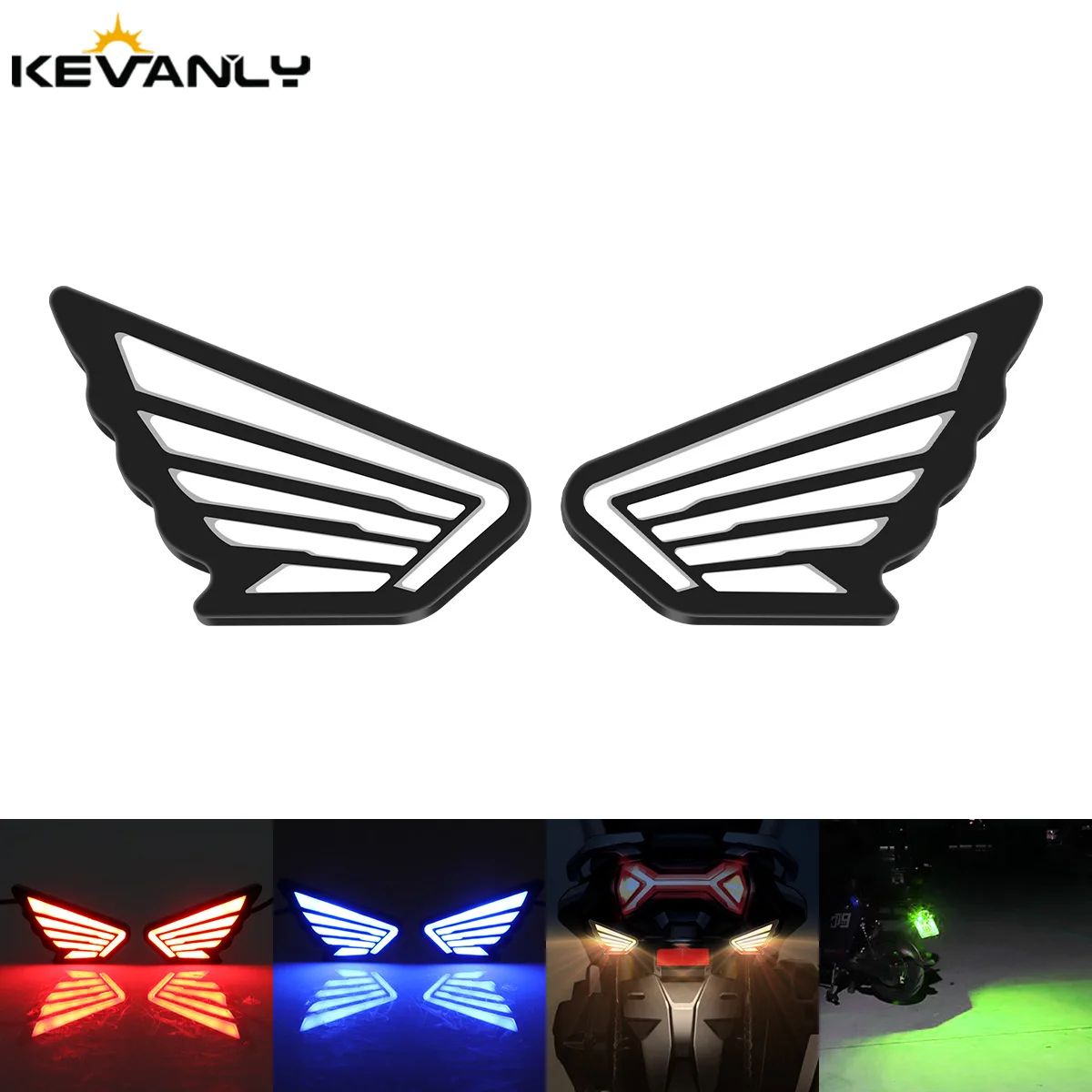 2PCS Motorcycle Mini Angel Wing Shape LED Tail Decorative Lamp Strobe Flash Light Anti-collision Warning Light Modified Parts