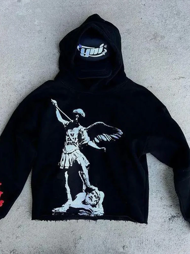 

Y2K Jacket Letter Skeleton Print American Oversized Hoodie Men High Street Hip-Hop Clothing Retro Casual Loose Sweatshirt Women