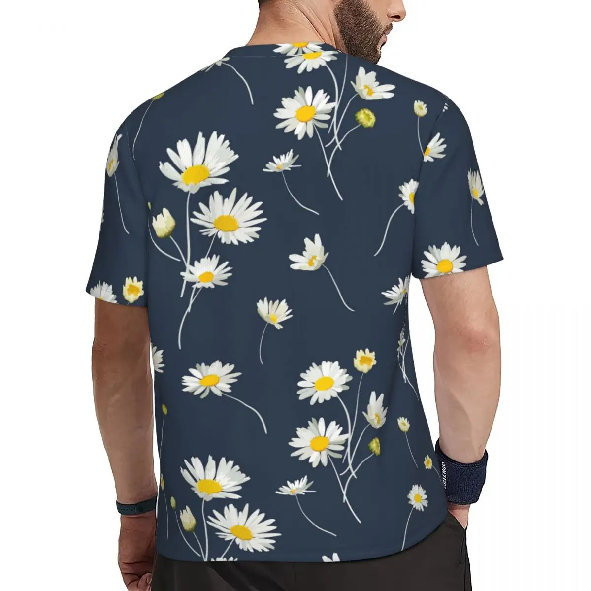 White Chamomile Daisies Sports T-Shirt Marguerites Floral Print Fashion T-Shirts Mens Vintage Tee Shirt Summer Graphic Top Tees