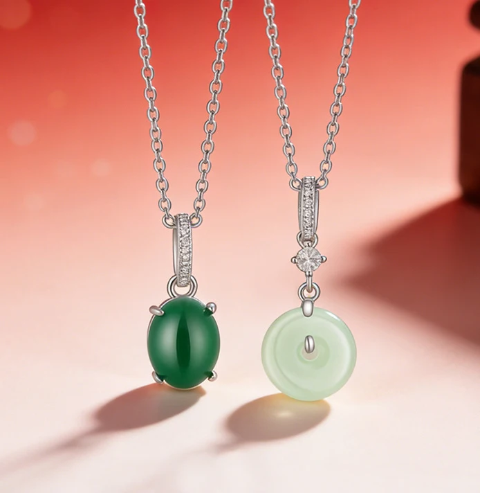 

PANJBJ Классическое ожерелье из стерлингового серебра 925 пробы с нефритом Хотан для женщин, геометрическое, этническое, минималистичное украшение, подарок, дропшиппинг
