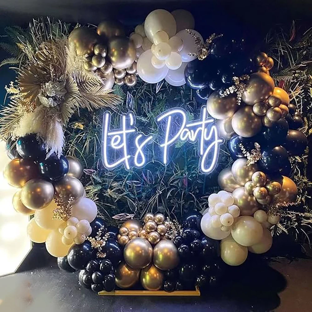 Birthday Party Balloons Garland Arch Black Gold Latex Balloon Kit 40th Birthday Decor Globos Graduation New Year 2024 Decoration