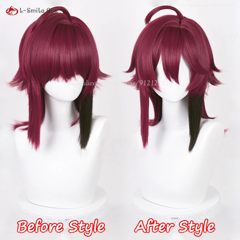 Shikanoin Heizou Cosplay Wig 55cm Long Simulated Scalp Wig Red Gradient Heat Resistant Synthetic Hair Anime Wigs + Wig Cap