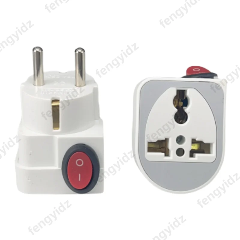 fengyi Schuko Grounded Male Plug With Switch Electrical Travel Plug Converter AC100~250V 10A/16A Plugs and Sockets Switch On/Off