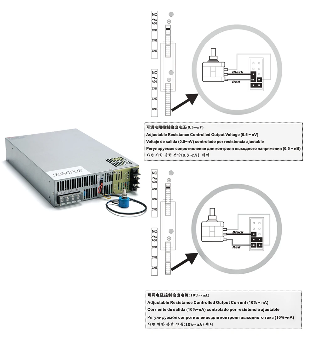 HONGPOE DC 0-5V 12V 15V 24V Power Supply 0-5V(0-10V)PLC Analog Signal Control ON/OFF 1500-8000W Output Voltage/Current Adjustab
