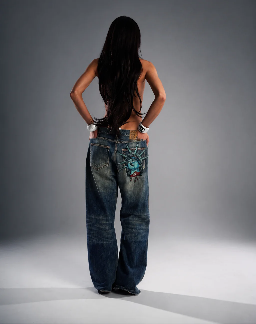 Embroidery Jeans Sakura - Джинсы Y2k в стиле 2000-х с