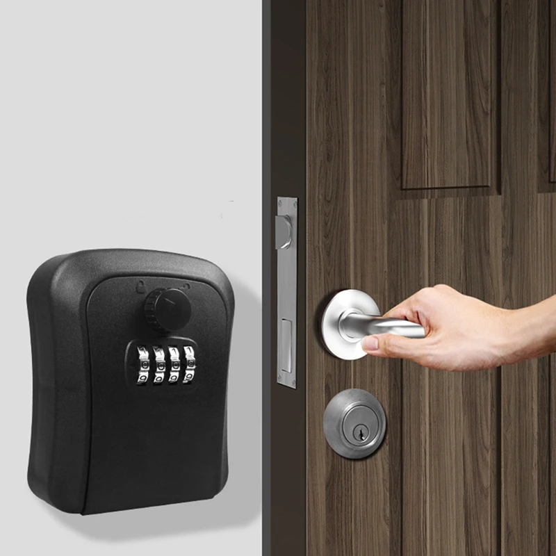 Wall-mounted Weatherproof Key Lock Box, liga de zinco, 4 dígitos combinação chave de armazenamento, 2pcs