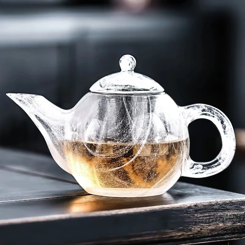 Floating Flower Crystal Glass Teapot Transparent and White Large Capacity Single Pot Tea Maker Exquisite Tea Accessories