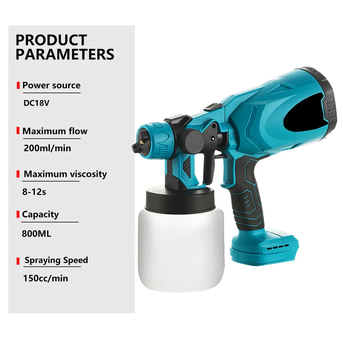 Ponbos 800ML Rechargeable Electric Spray Gun Paint Sprayer Sterilized Portable Paint Sprayer For Makita Battery 18V