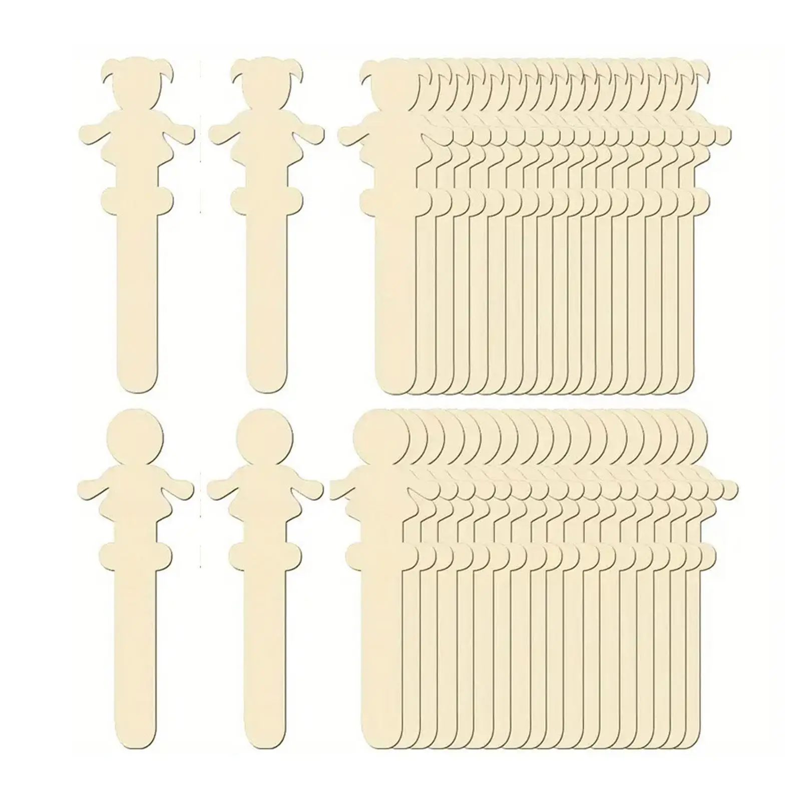 40Pcs Wood Character Craft Sticks Unfinished Wood Slices Pendants Plaques Festivals Lightweight Blank Wood Chips