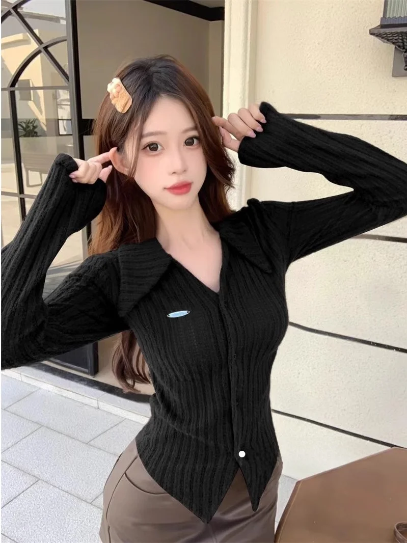 

Bla V-Ne Knitted Sweater Slim Fit Women's Base irt Spicy Girl Sle Winter Inner Coat ort Top Faionable Casual