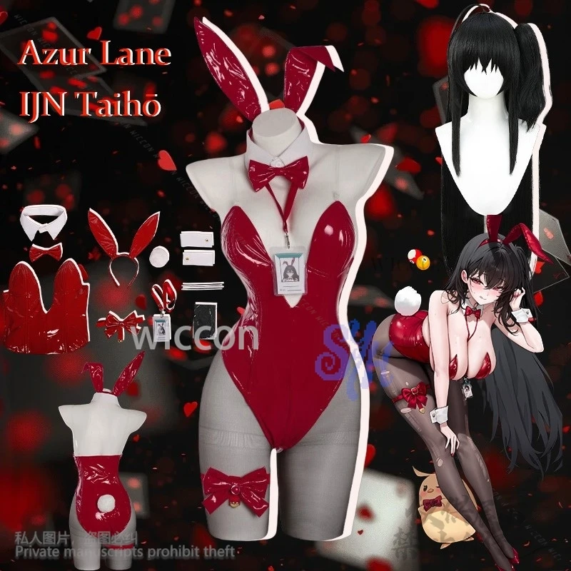 

Anime Game Azur Lane Cosplay IJN Taihō Costume Red Sexy Bikini Bunny Girls Summer Swimwear Y2k Rabbit Headband Halloween Party