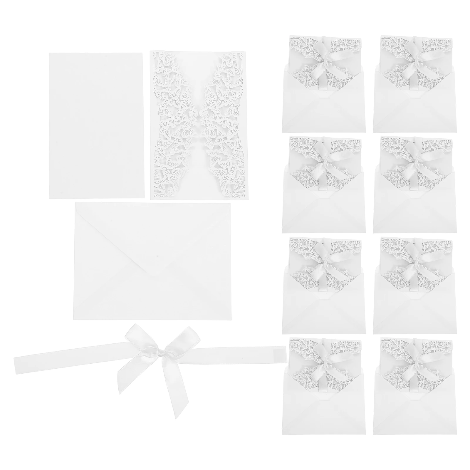 

10 Sets Greeting Card European Wedding Bride Ribbon Handwritten Guest Names Cards