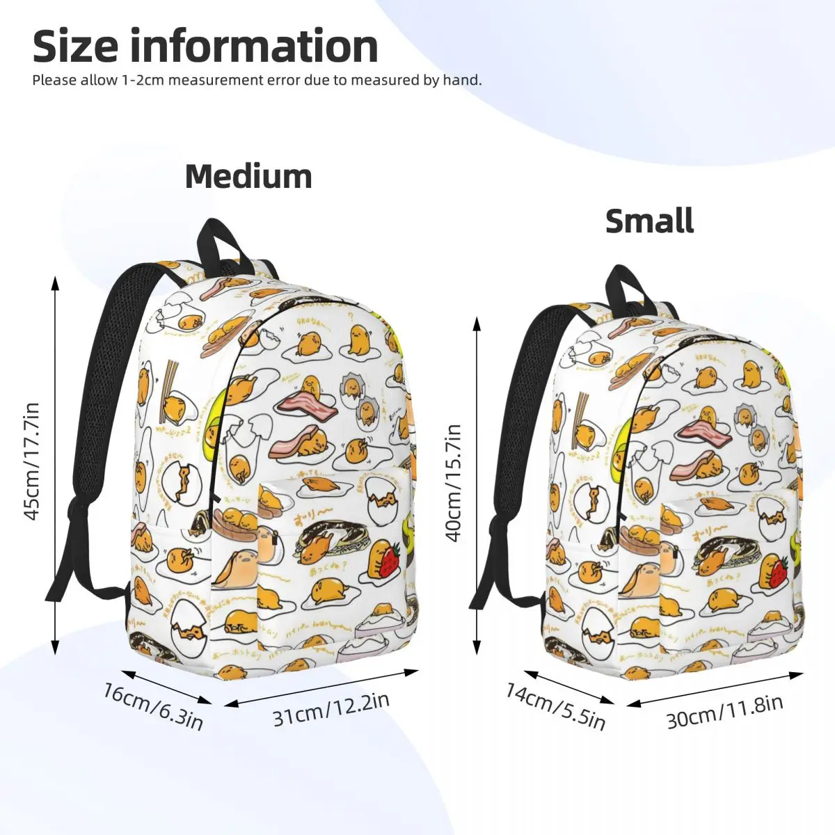 Mochila Gudetama con bonitos huevos de dibujos animados para niño y niña, mochilas escolares para estudiantes, mochila de lona, bolsa primaria para guardería, senderismo