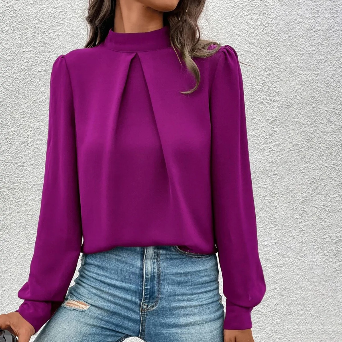 

2026 Summer New Satin Shirt European and American Fashionable Long-sleeved Satin Top Shirt