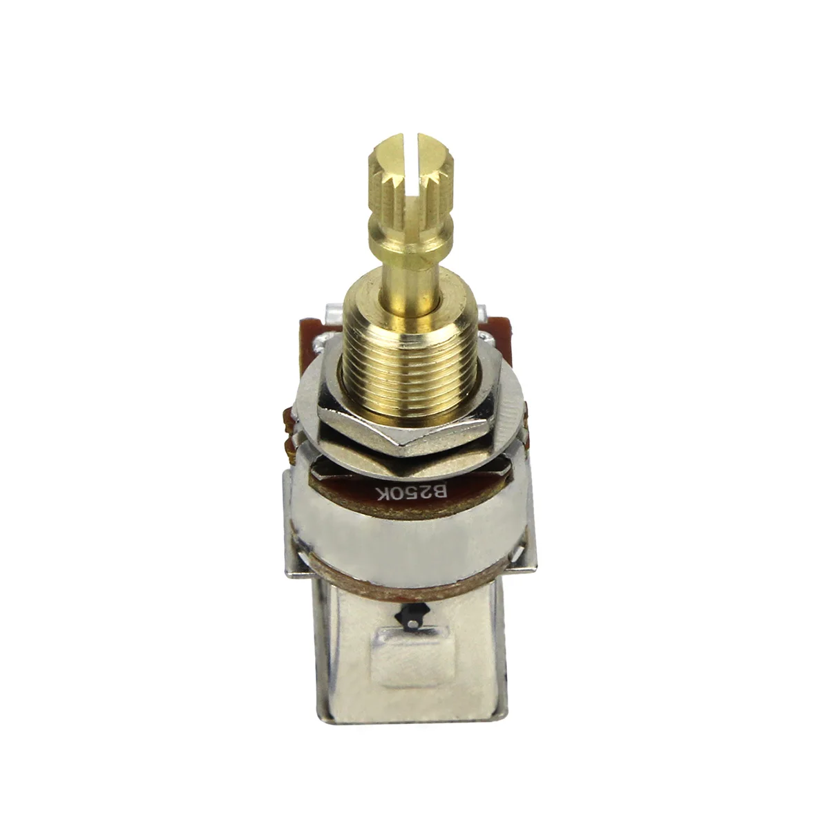 FLEOR 4PCS Copper Long Split Shaft Guitar Potentiometer Push Push Pots A250K / B250K / A500K / B500K