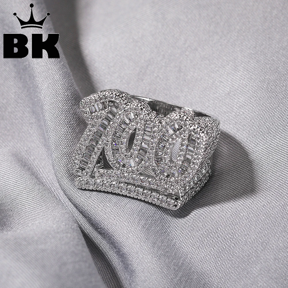 

THE BLING KING Number 100 Letters Rings For Men Women Iced Out Baguette Cubic Zirconia Ring Fashion Hip Hop Jewelry Gifts