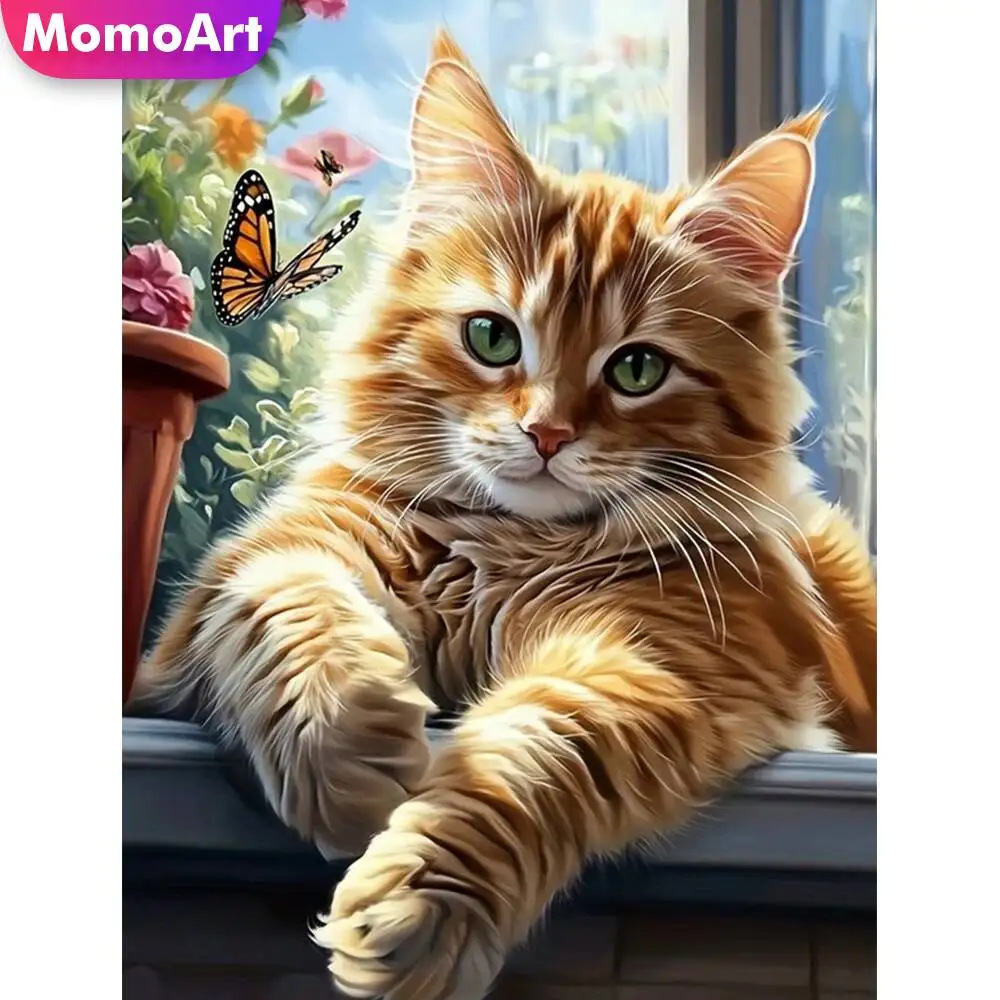 Momoart Katze Diamant Malerei Tier bunte Diamant Mosaik Bild Strass Mond Wand Dekor
