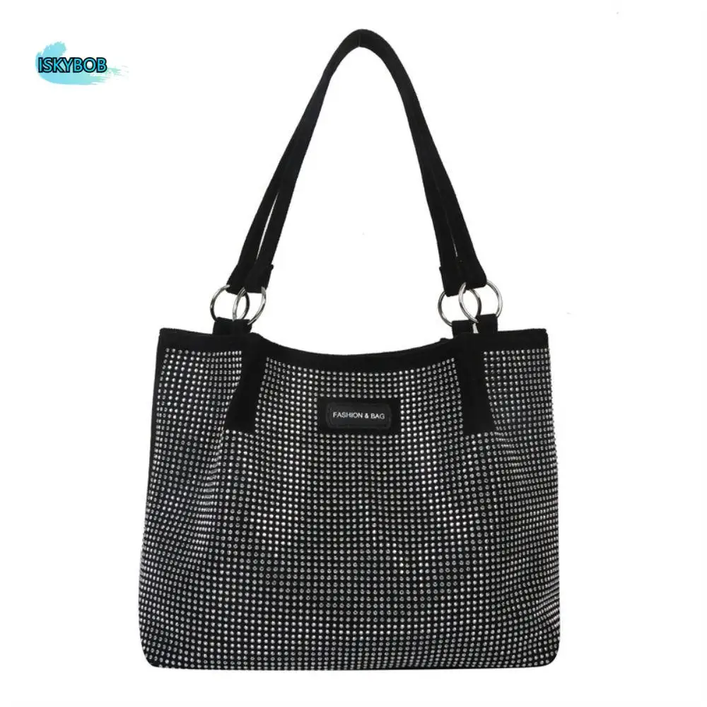 

Fashion Shiny Rhinestone Handbag Magnetic Buckle Sparkly Evening Banquet Bag Korean Style Purse Glitter Tote Bag Girl