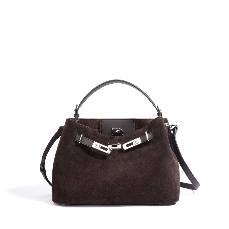 

Niche Light Luxury High Sense Retro Suede Casual Cowhide Small Square Bag Single Shoulder Messenger Bag Commuting Temperament