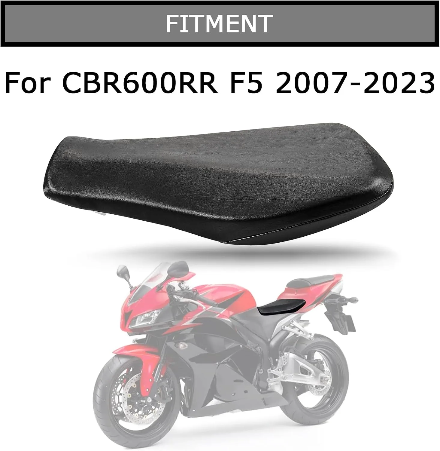 Front Rider Driver Seat Cushion for CBR600RR F5 2007-2025 | Premium synthetic leather, high-density foam, available in front