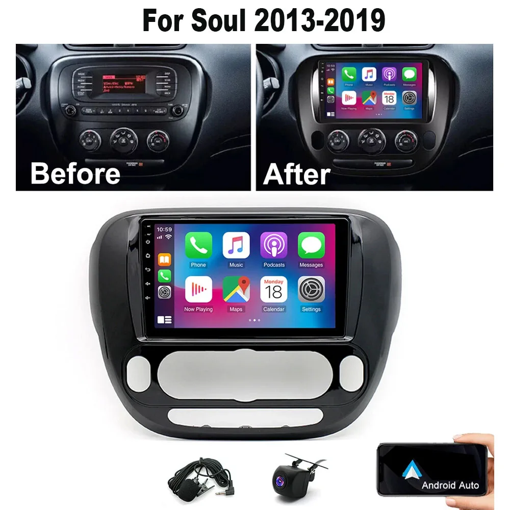 9 بوصة 2 + 32G WIFI سيارة مناسبة ل Carplay ستيريو راديو الملاحة لكيا سول 2013-2019 Android13.0 سيارة مشغل وسائط متعددة راديو تلقائي