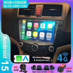 Android 16 QLED Screen For Honda ACCORD 7 2003 2004 2005 2006 2007 Car Radio Stereo GPS Navigation Carplay Auto No 2din DVD 7862