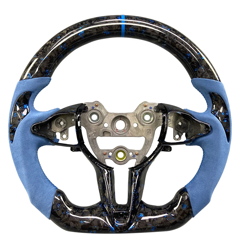 Volant personnalisé adapté pour Hyundai Elantra N Veloster N 2022 – 2025, volant de voiture Led en Fiber de carbone véritable