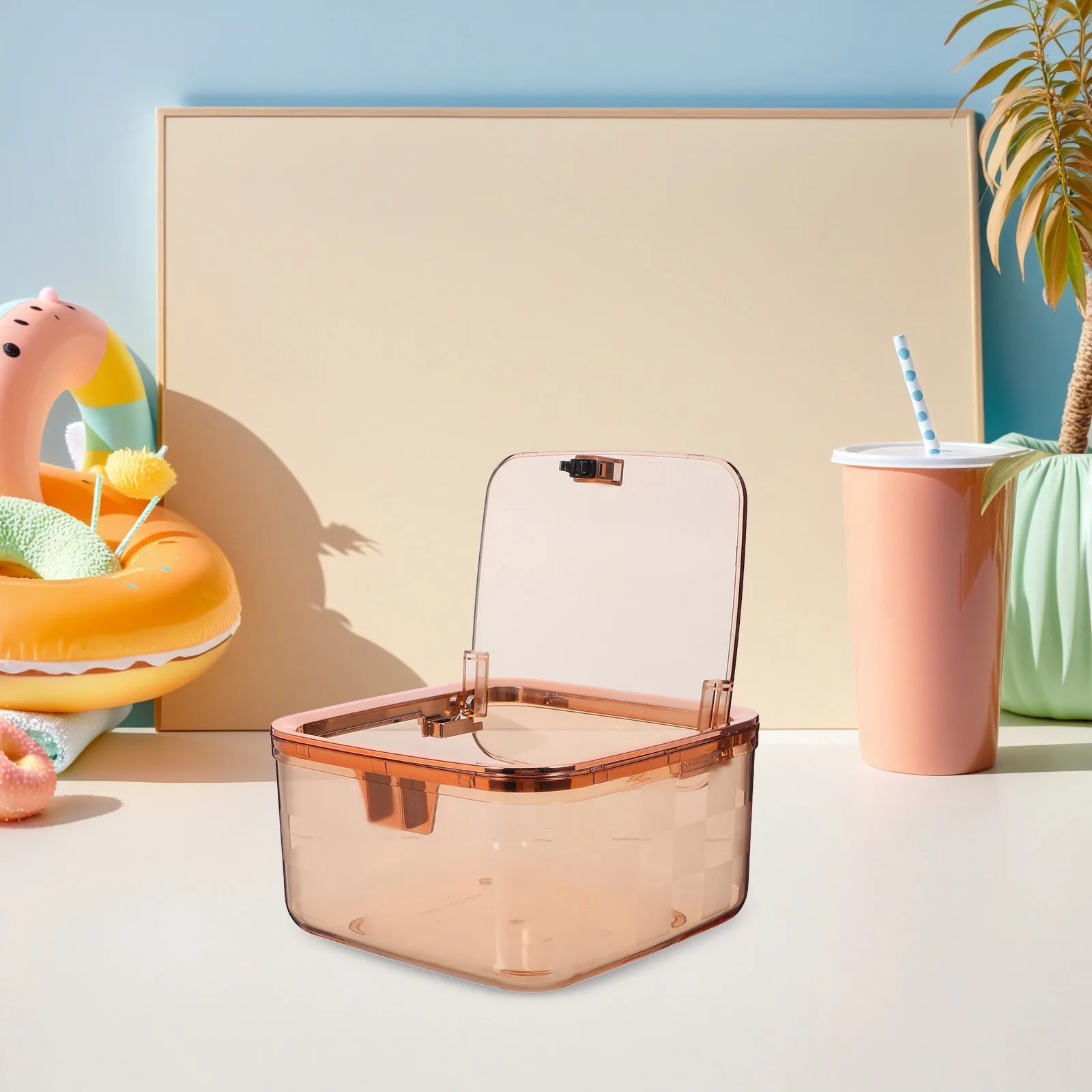 

Desktop Trash Can Cute Mini for with Cover Small Waste Basket Plastic Bin Garbage