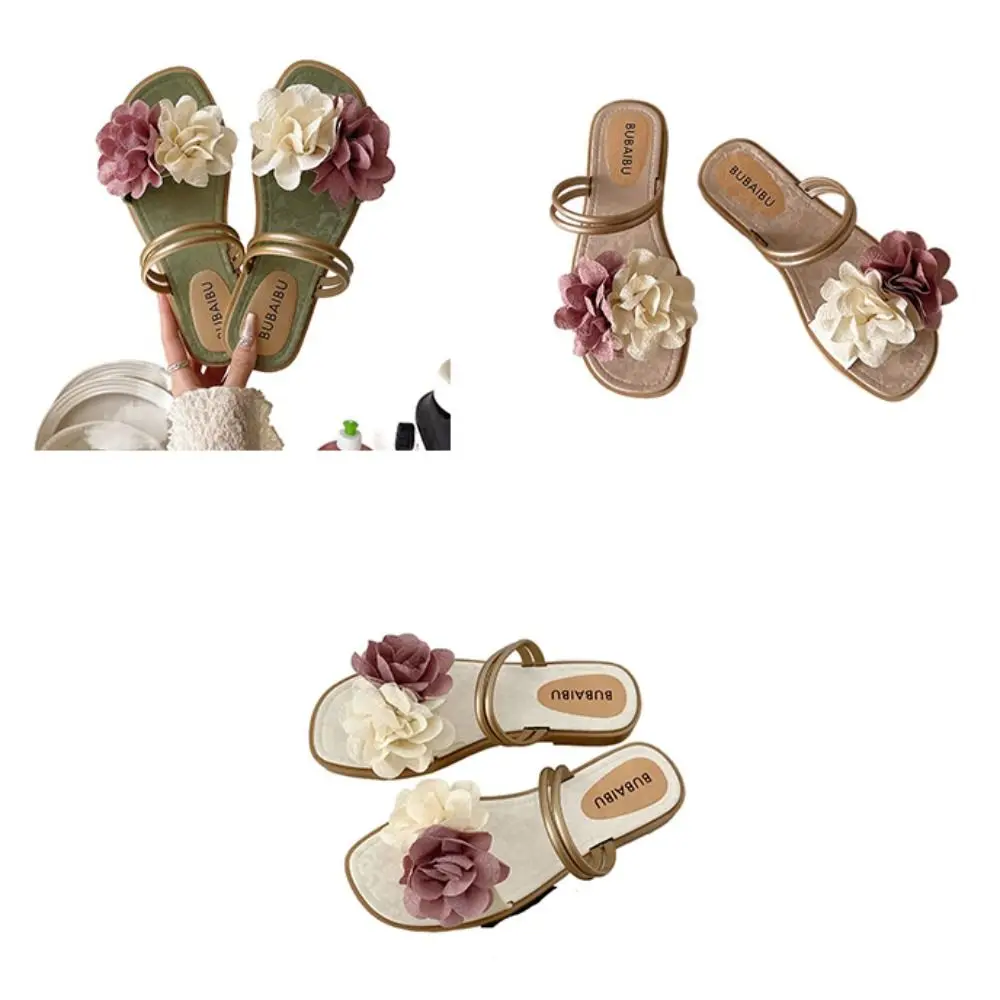 Scarpe Infradito con fiori dolci Sandali impermeabili da mare per le vacanze Pantofole da spiaggia piatte antiscivolo per le vacanze Nuoto