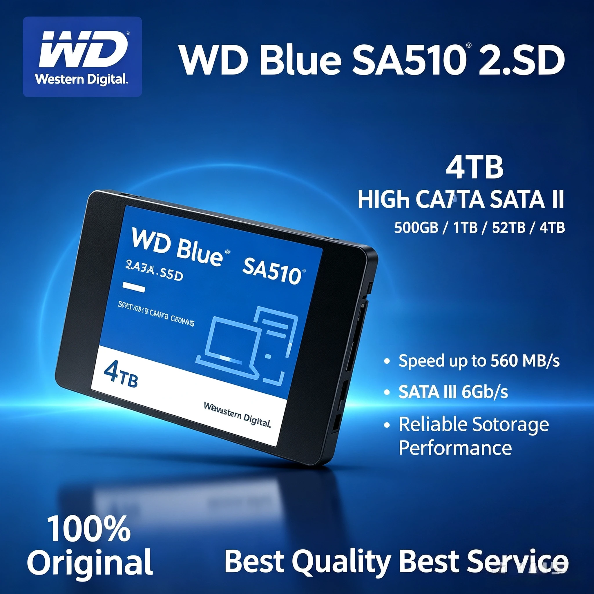 WD Blue SA510 500GB 1TB 2TB 4TB SATA 3.0 2.5" Original WD SSD Hard Disk Disc Internal Solid State Drive for Laptop Desktop