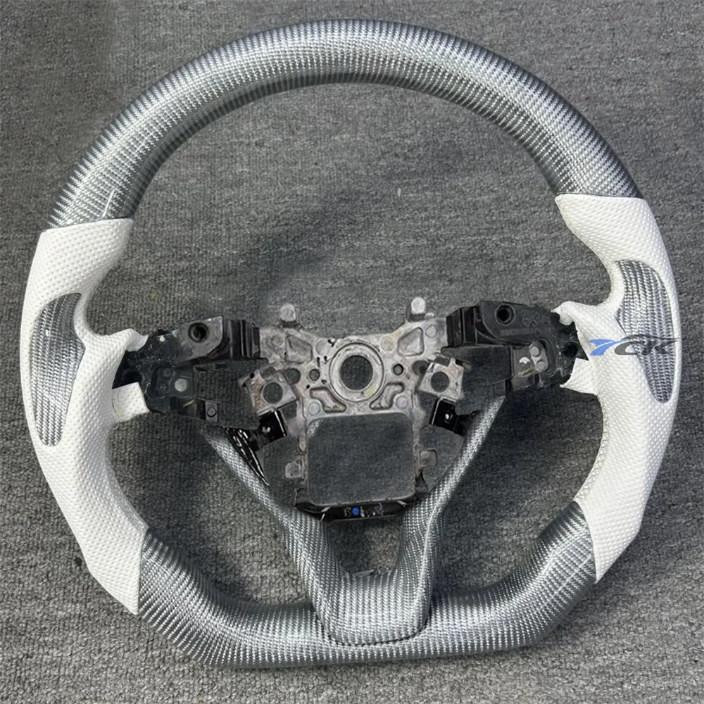 

Customized Carbon Fiber White Perforated Leather White Stitch Steering Wheel For Honda Accord 2018 2019 2020 2021 2022 2023