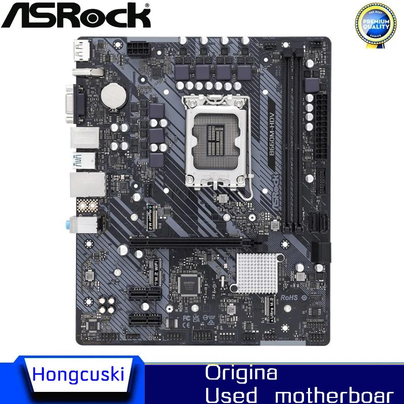 Used B660M For ASROCK B660M-HDV LGA 1700 DDR4 Motherboard B660 Supports CPU i5 10400f i3 12100f 12400f