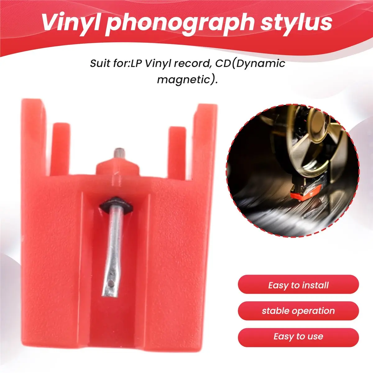 A46U Turntable Vinyl Stylus Needle Dynamic Magnetic Lp Vinyl Recorder Reader For Turntable Record Player Gramophone Accessories