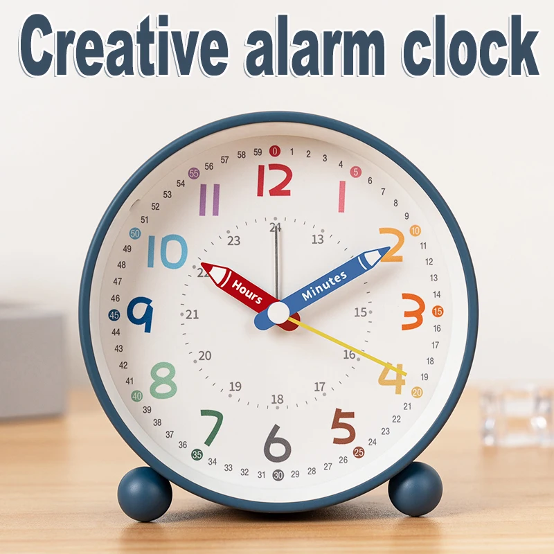 Pencil Design Metal Alarm Clock, A Must-Have for the Back-to-School Season, With Night Light and Silent Operation Time,