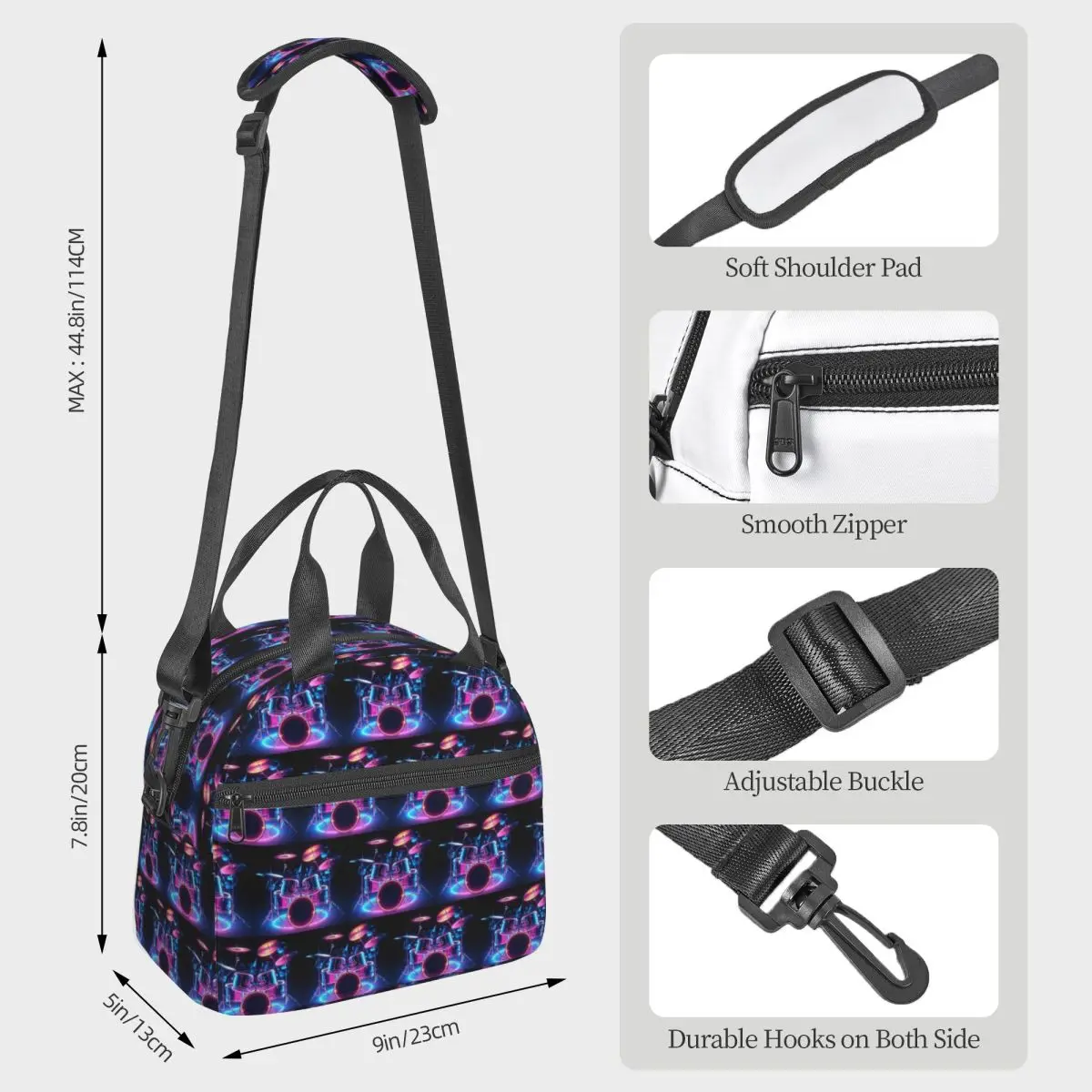 Shelf Drum Electronic Drum Insulated Lunch Bag for Women Office Cooler Thermal Box Tote Portable Lunch Boxes