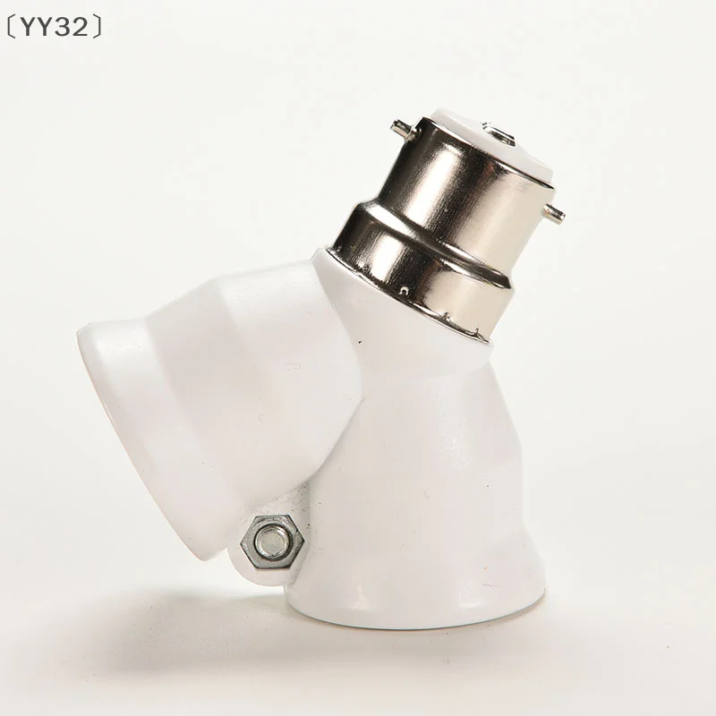 〔YY32〕 1 Pcs B22 To 2 X E27 Bayonet Light Bulb Lamp Converter Adapter Splitter Screw Socket