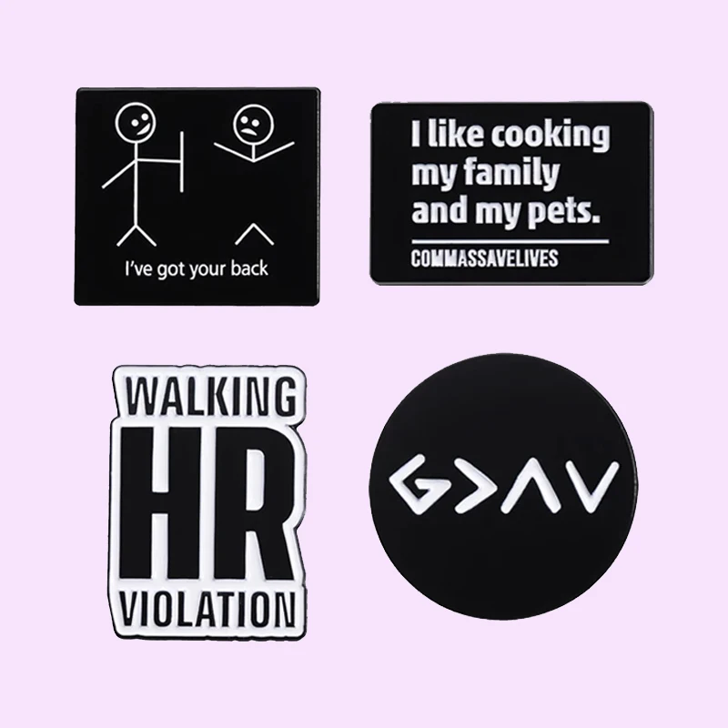 Walking HR Violation Enamel Pin I Like Cooking My Family And My Pets Brooches Lapel Badge Punk Pin Jewelry Gift for Friends