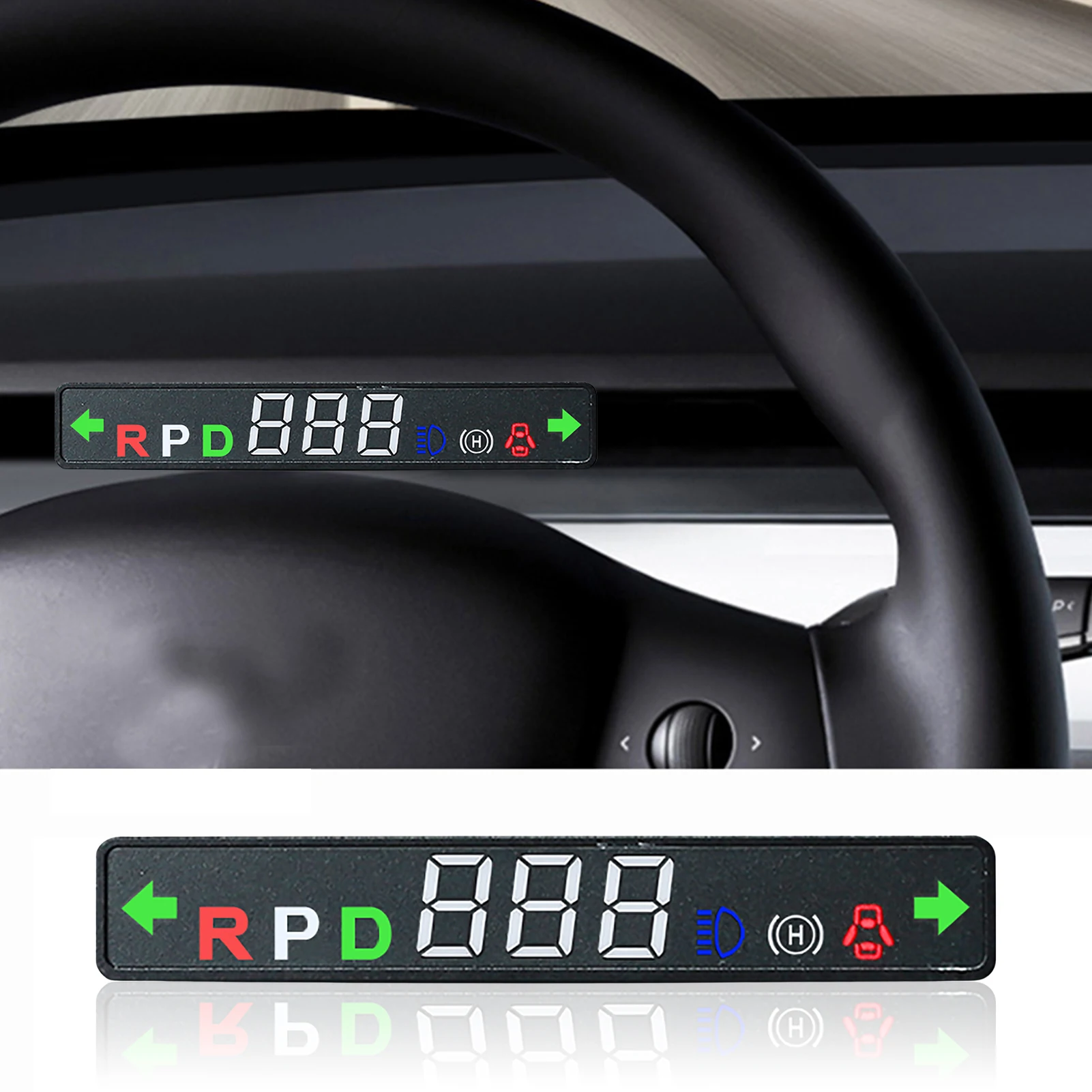 Car HUD Head Up Display For Tesla Model Y/3 Multifunction Car Play With Waterproof Steering Wheel Screen Power Speed Gear Displa