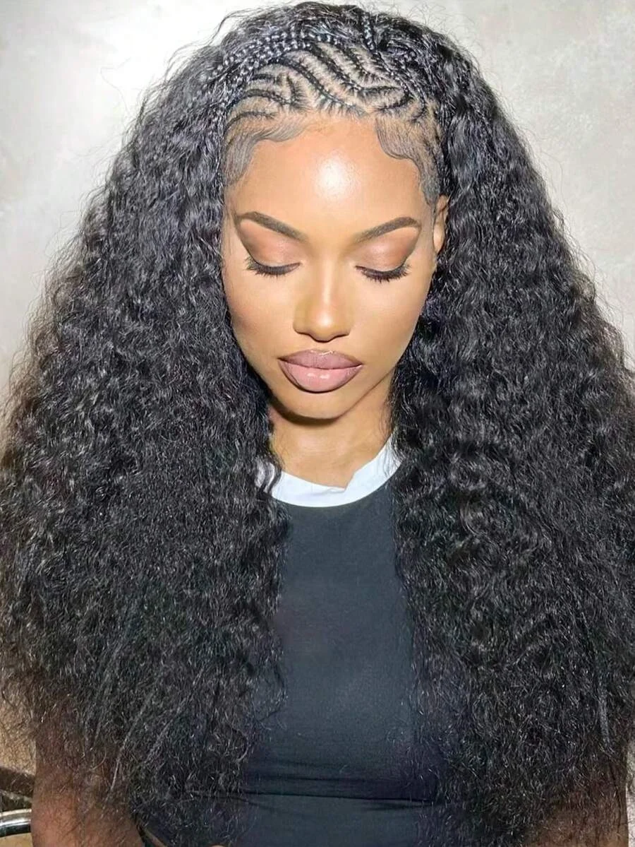 Smilegirl Kinky Curly Half Wig Human Hair Wear and Go Drawstring Flip Over Half Head Design Machine Made Remy Hair Natural Seamless Human Hair For Black Women