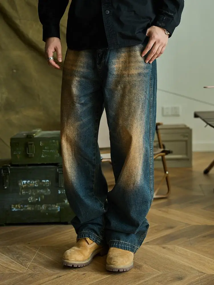 

Мешковатые джинсы для мужчин Y2K, уличная одежда, винтажные широкие джинсовые брюки, свободные джинсы в стиле хип-хоп Skater