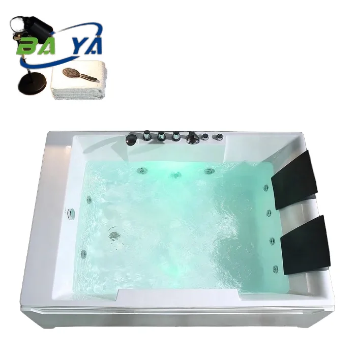 

Hot Selling Modern Design Hot Tub With For Jacuzzi Function LED Light Hydromassage Whirlpool Bathtub For 2 People For Villas
